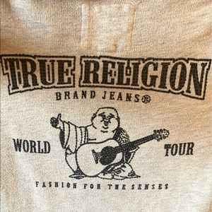 True Religion Crystal Embellished Buddha Zip Hoodie Jacket XS